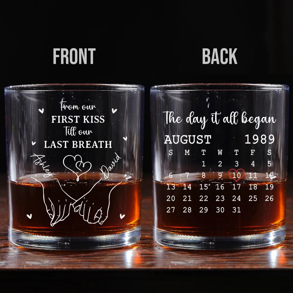 Personalized Anniversary Whiskey Glasses for Couples - Romantic Gift Cup MagicInPrints