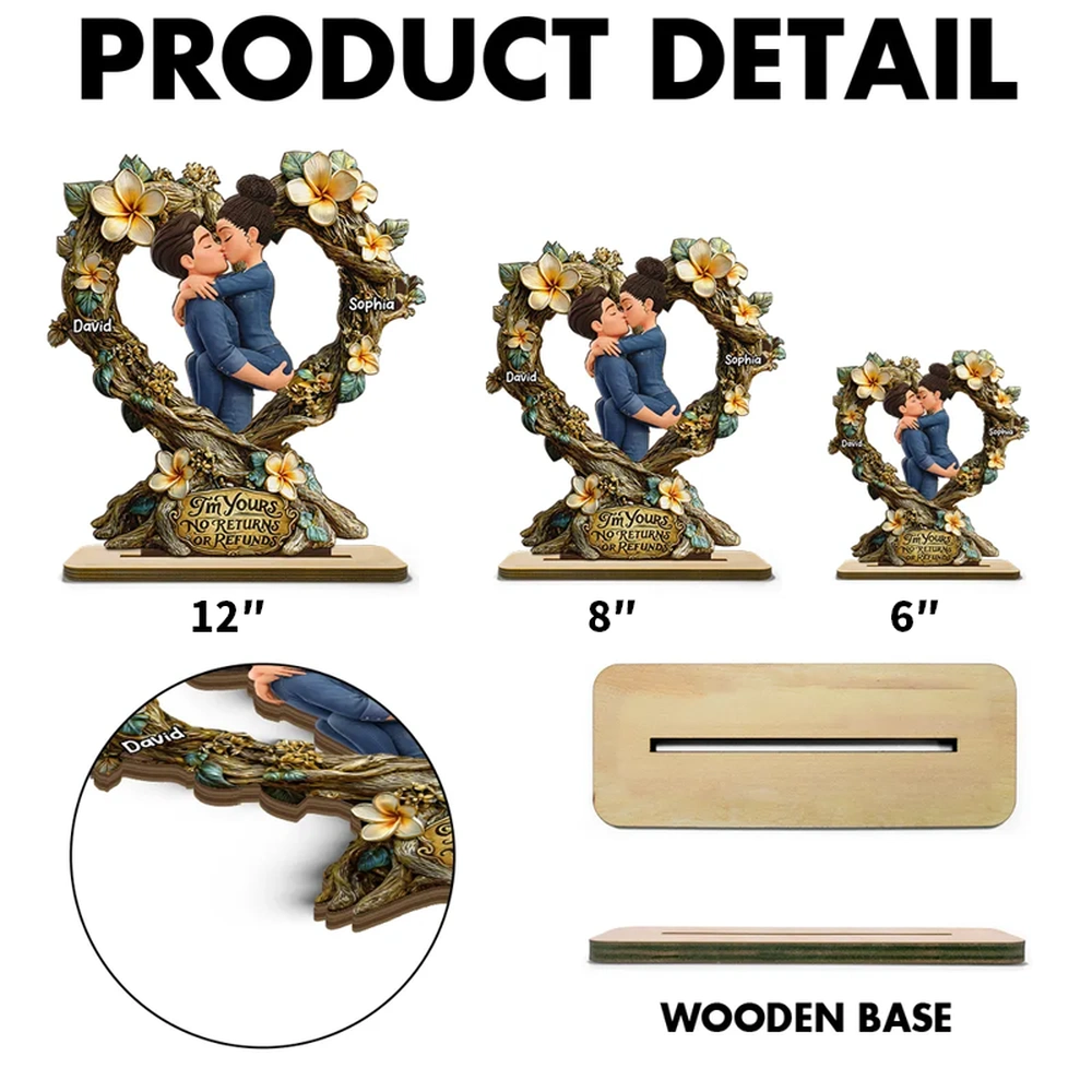 Personalized Couple Figurine Romantic Gift Heart-Shaped Sculpture - Anniversary Keepsake Plaque MagicInPrints