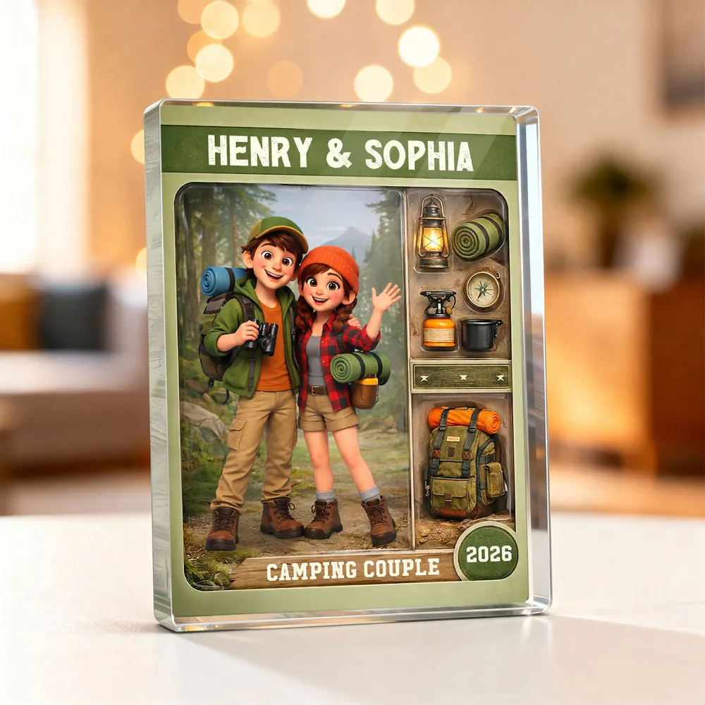 Personalized Camping Couple Acrylic Block for Outdoor Enthusiasts - Anniversary Gift Plaque MagicInPrints