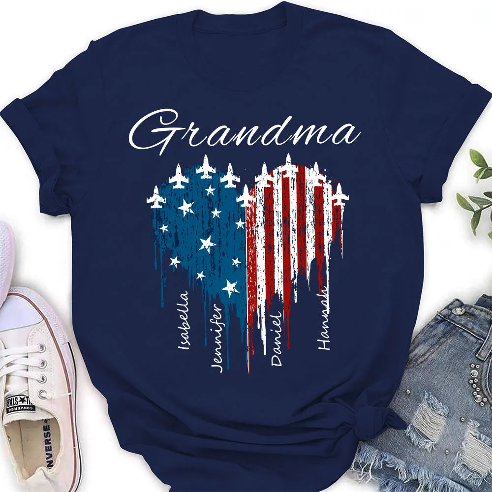 Personalized Grandma T-Shirt for Family - Patriotic Heart Design Cloth MagicInPrints