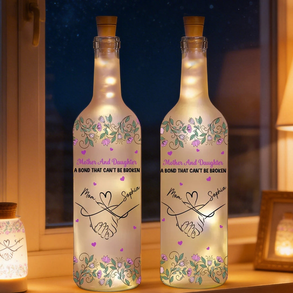 Personalized LED Wine Bottle Light for Mother and Daughter - Sentimental Gift Lamp MagicInPrints