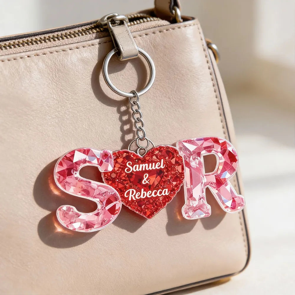 Custom Initials Keychain for Couples - Heart Design Gift Keychain MagicInPrints