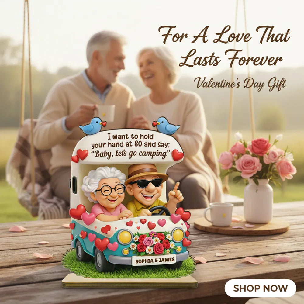 Personalized Elderly Couple Car Figurine for Seniors - Romantic Anniversary Gift Plaque MagicInPrints
