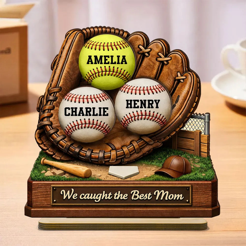 Personalized Baseball Glove Display for Mom - Mother's Day Gift Plaque MagicInPrints