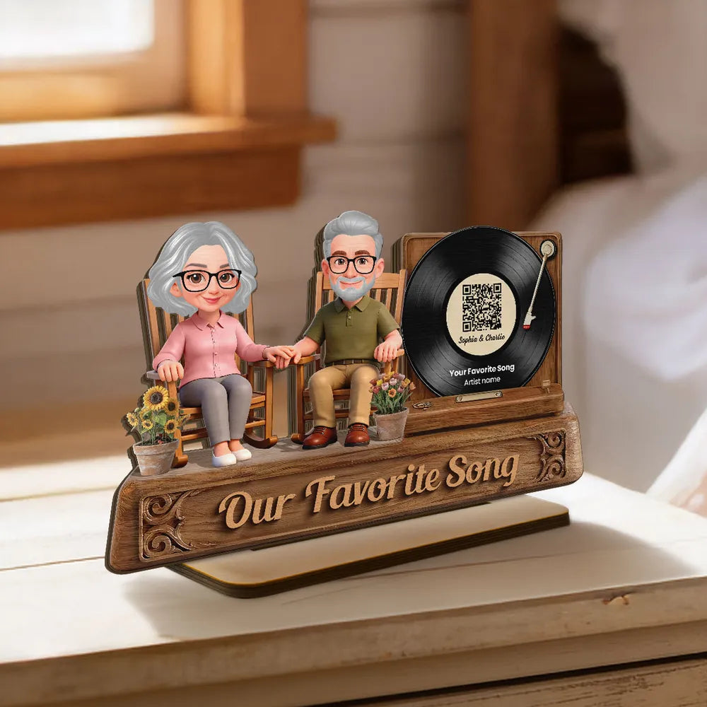 Custom Couple Figurine with Vinyl Record - Anniversary Gift Plaque MagicInPrints