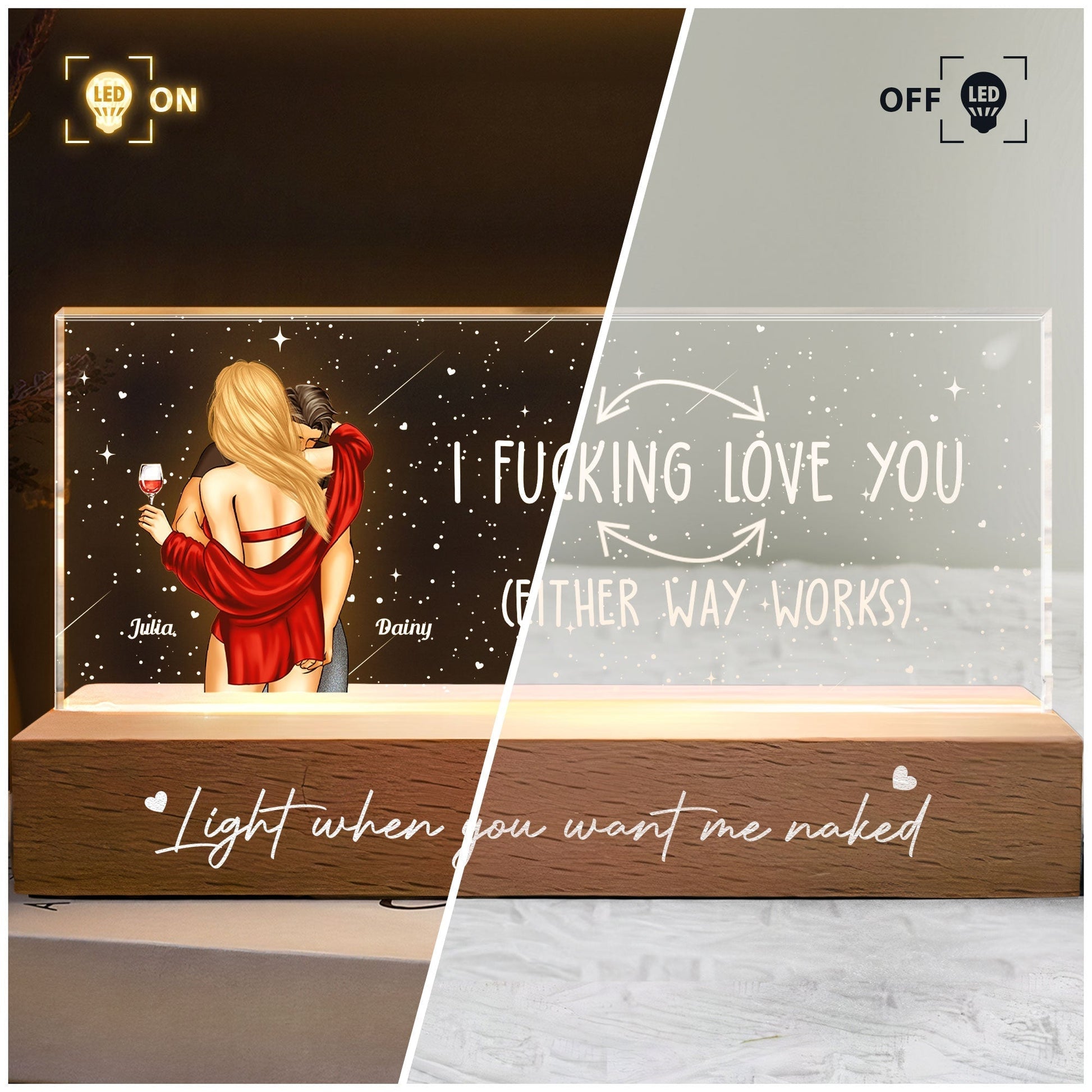 Custom Romantic LED Night Light for Couples - Anniversary or Valentine's Gift Plaque MagicInPrints