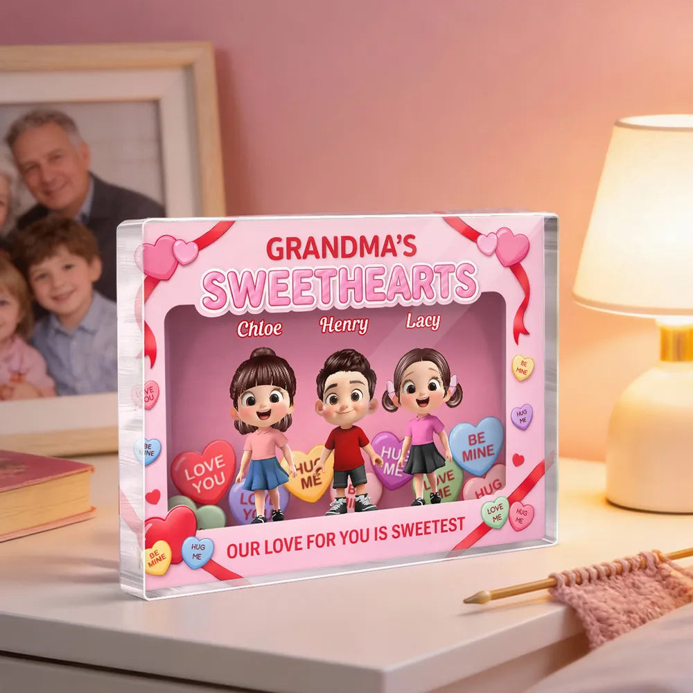 Personalized Grandma's Sweethearts Figurine Set for Grandchildren - Sentimental Gift Plaque MagicInPrints
