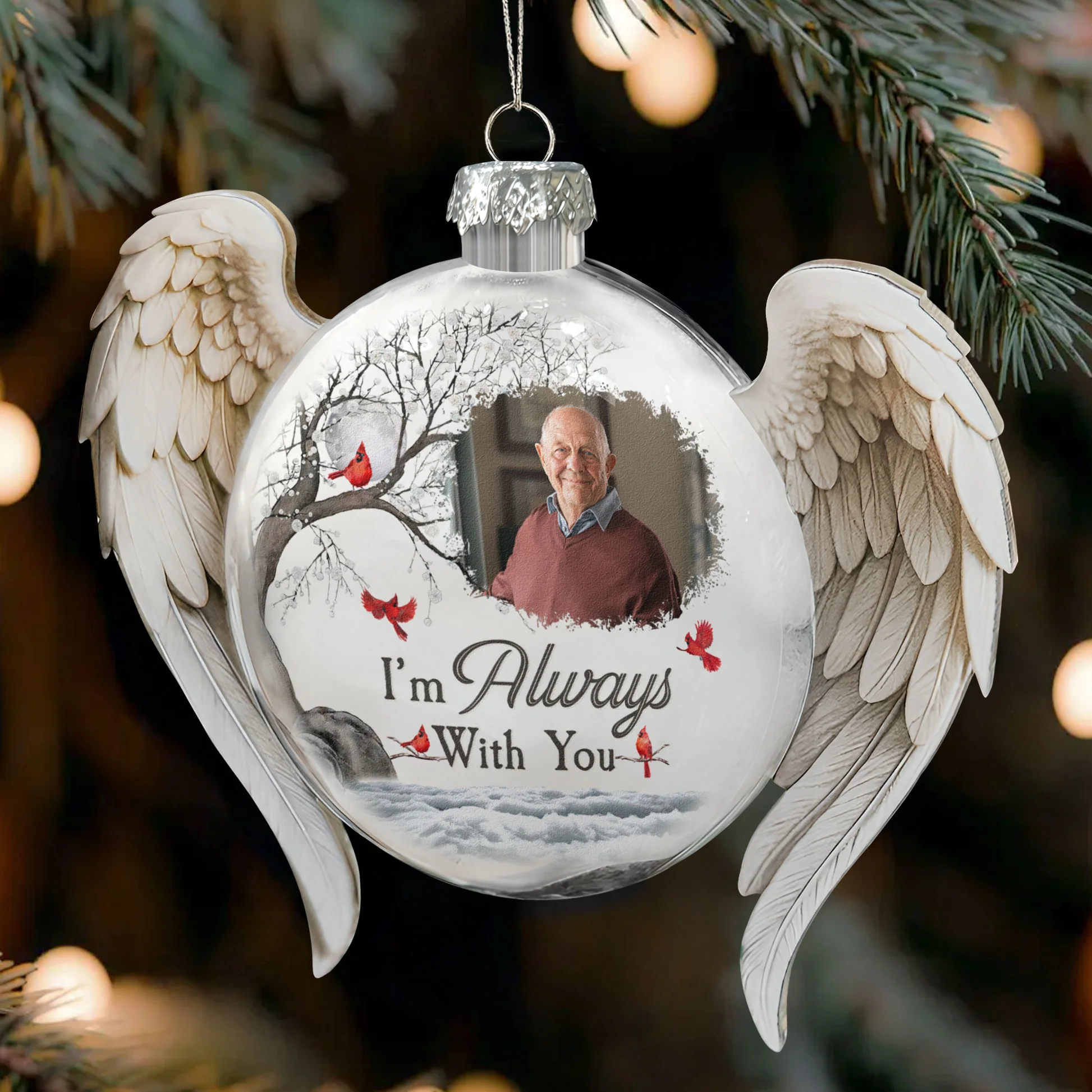 Personalized Memorial Christmas Ornament with Angel Wings - Sentimental Holiday Keepsake Ornament MagicInPrints