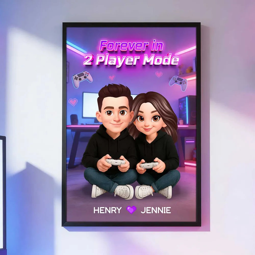 Personalized Couple Gamer Poster - Custom Names & Avatar - Perfect for Gaming Lovers Poster or Canvas MagicInPrints