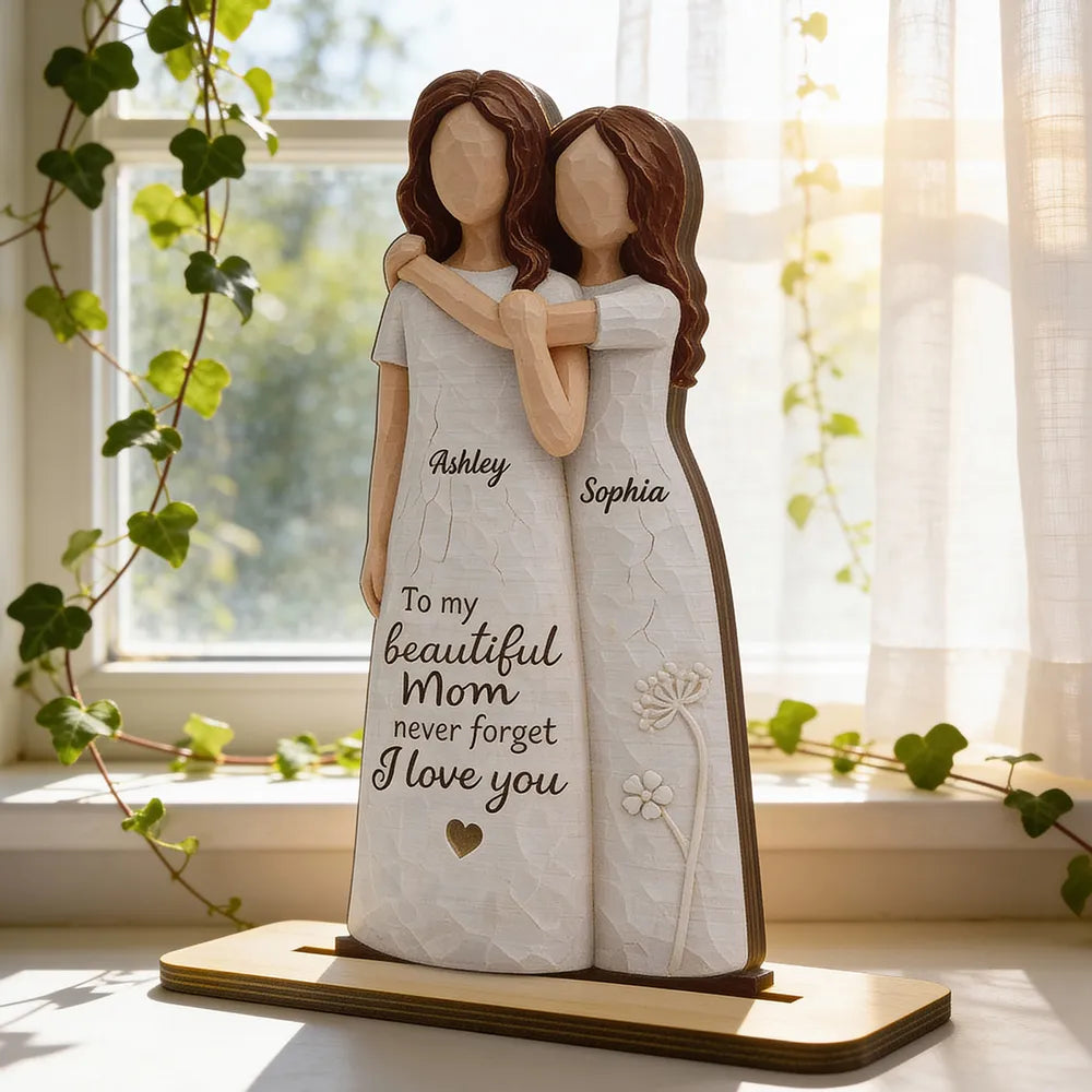 Personalized Wooden Mother Daughter Figurine - Sentimental Gift for Mom Plaque MagicInPrints