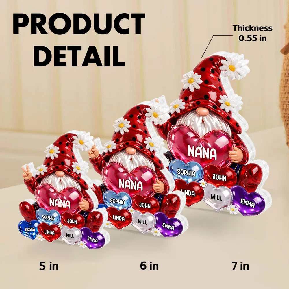 Personalized Gnome Heart Ornament for Nana - Family Keepsake Gift Plaque MagicInPrints