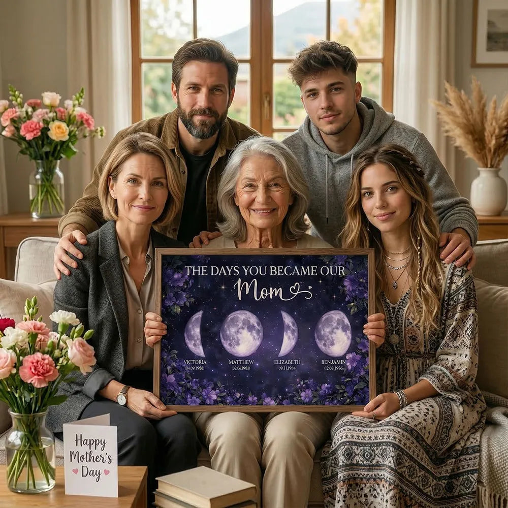 Personalized Moon Phase Family Print for Mom - Sentimental Gift Poster or Canvas MagicInPrints