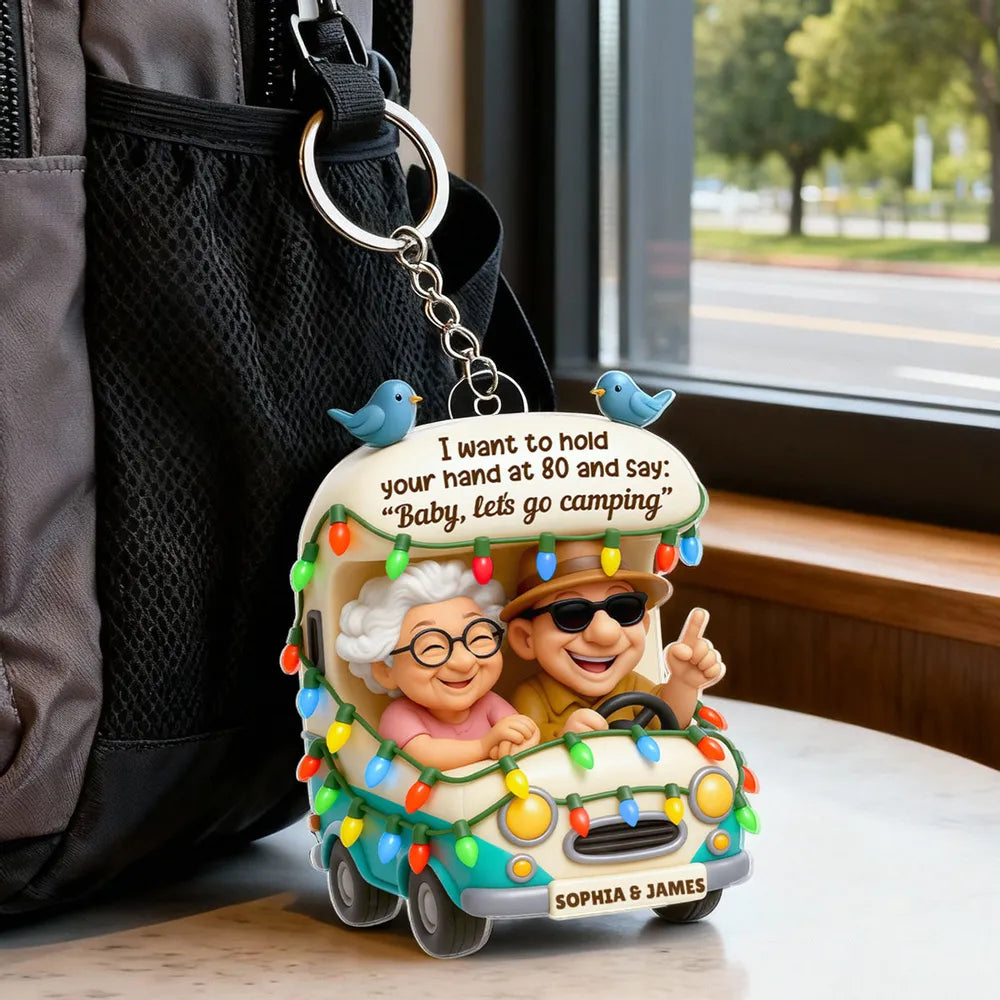 Personalized Senior Couple Keychain for Grandparents - Sentimental Camping Gift Keychain MagicInPrints