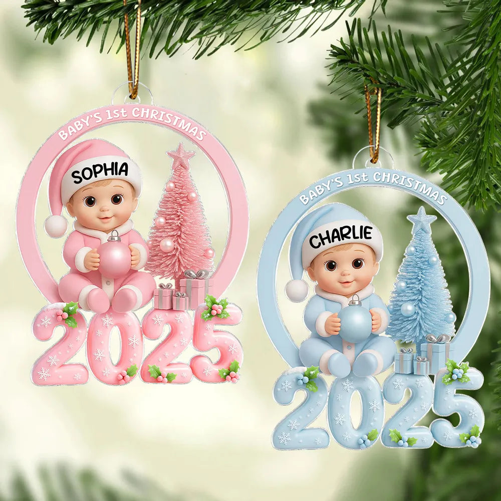 Personalized Baby's 1st Christmas Ornament 2025 - Custom Name Keepsake Ornament MagicInPrints