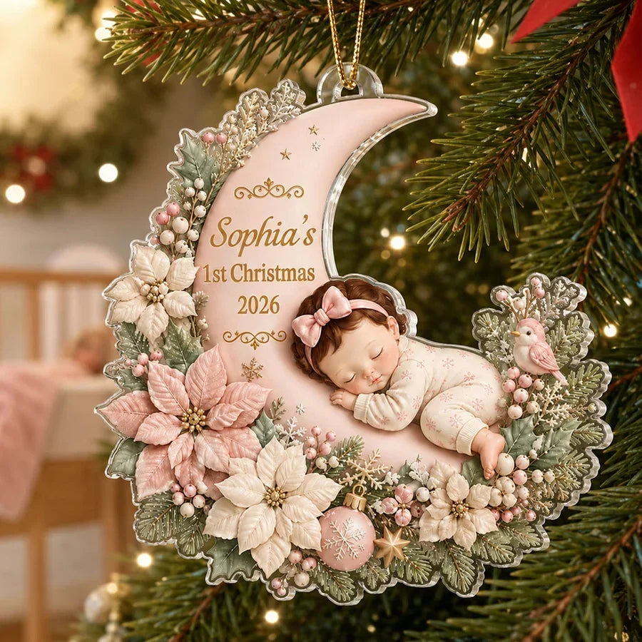 Personalized Acrylic Ornament Baby's First Christmas Gift for Mom & Dad