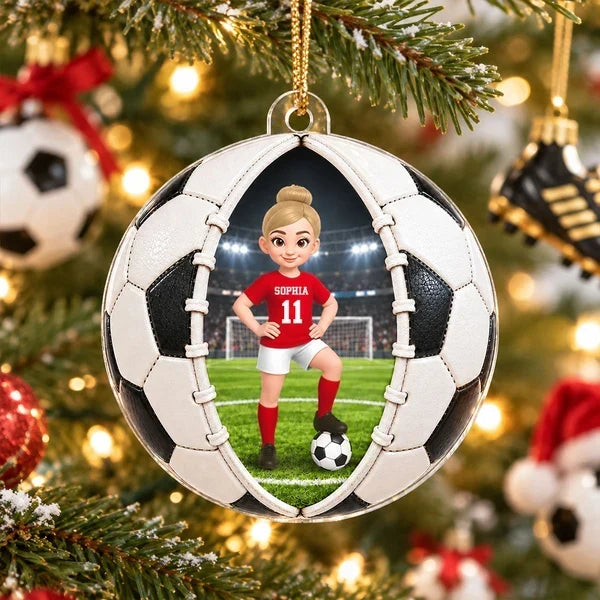 Personalized Acrylic Soccer Ornament Gift for Daughter - Unique Christmas Keepsake