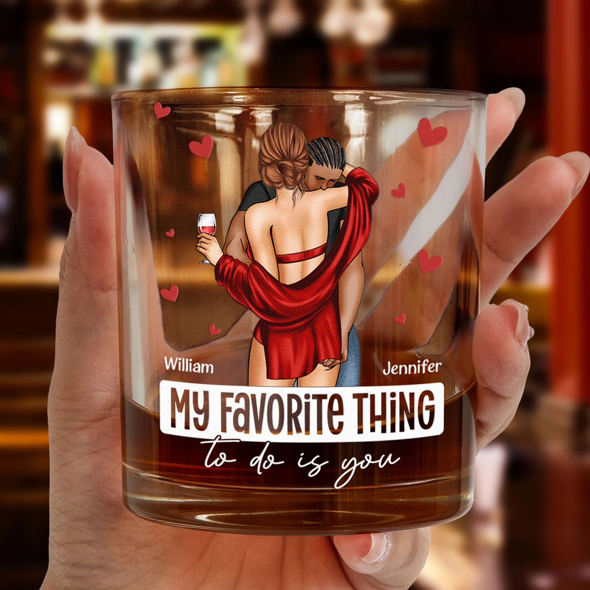 Personalized Romantic Whiskey Glass for Couples - Anniversary Gift Cup MagicInPrints