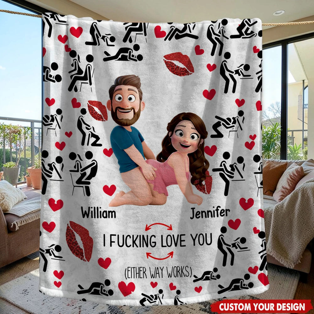 Personalized Cartoon Couple Blanket for Adults - Romantic Gift Blanket MagicInPrints