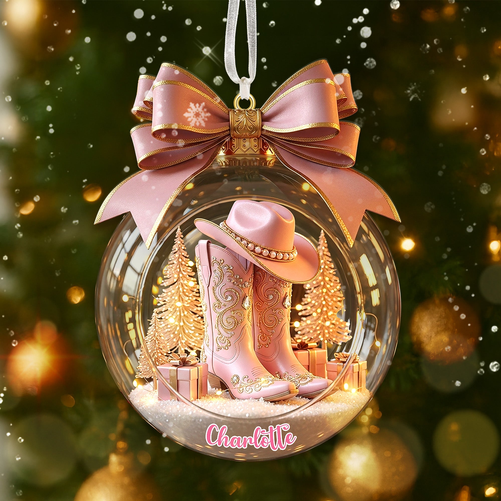 “Celebrate the Spirit of the Wild West!” - Personalized Cowgirl Christmas Acrylic Ornament - Unique Gift for Cowgirls, Rodeo Fans, and Horse Lovers Ornament MagicInPrints