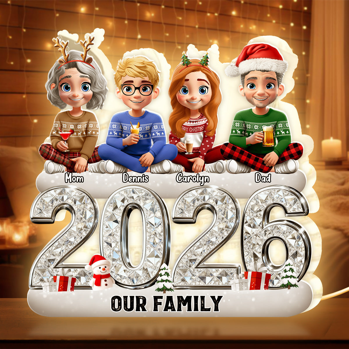 Custom Family Christmas Ornament 2026 - Personalized Holiday Decor Plaque MagicInPrints