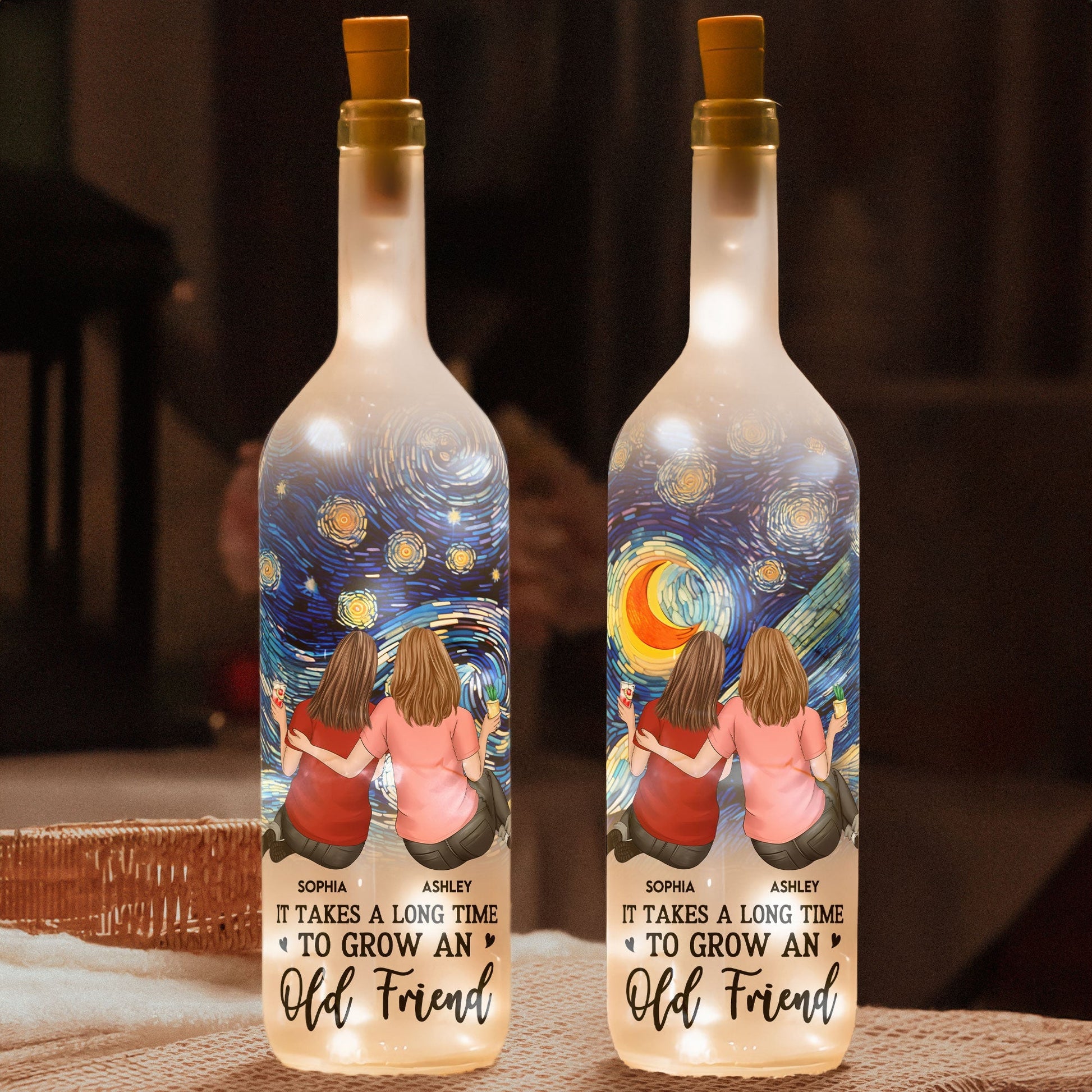 Personalized LED Wine Bottle Lamp for Friends - Sentimental Gift for Home Decor Lamp MagicInPrints