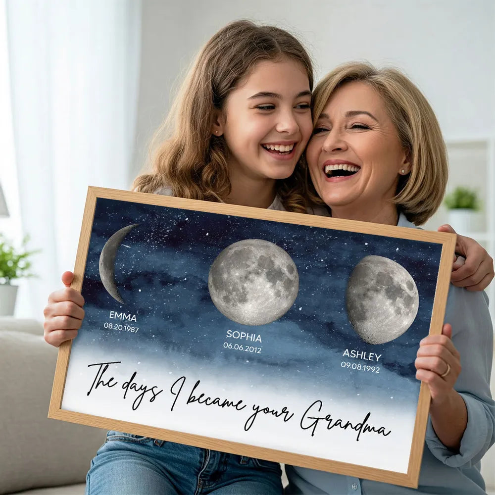Personalized Moon Phase Canvas Print for Mom - Special Dates Commemoration Poster or Canvas MagicInPrints
