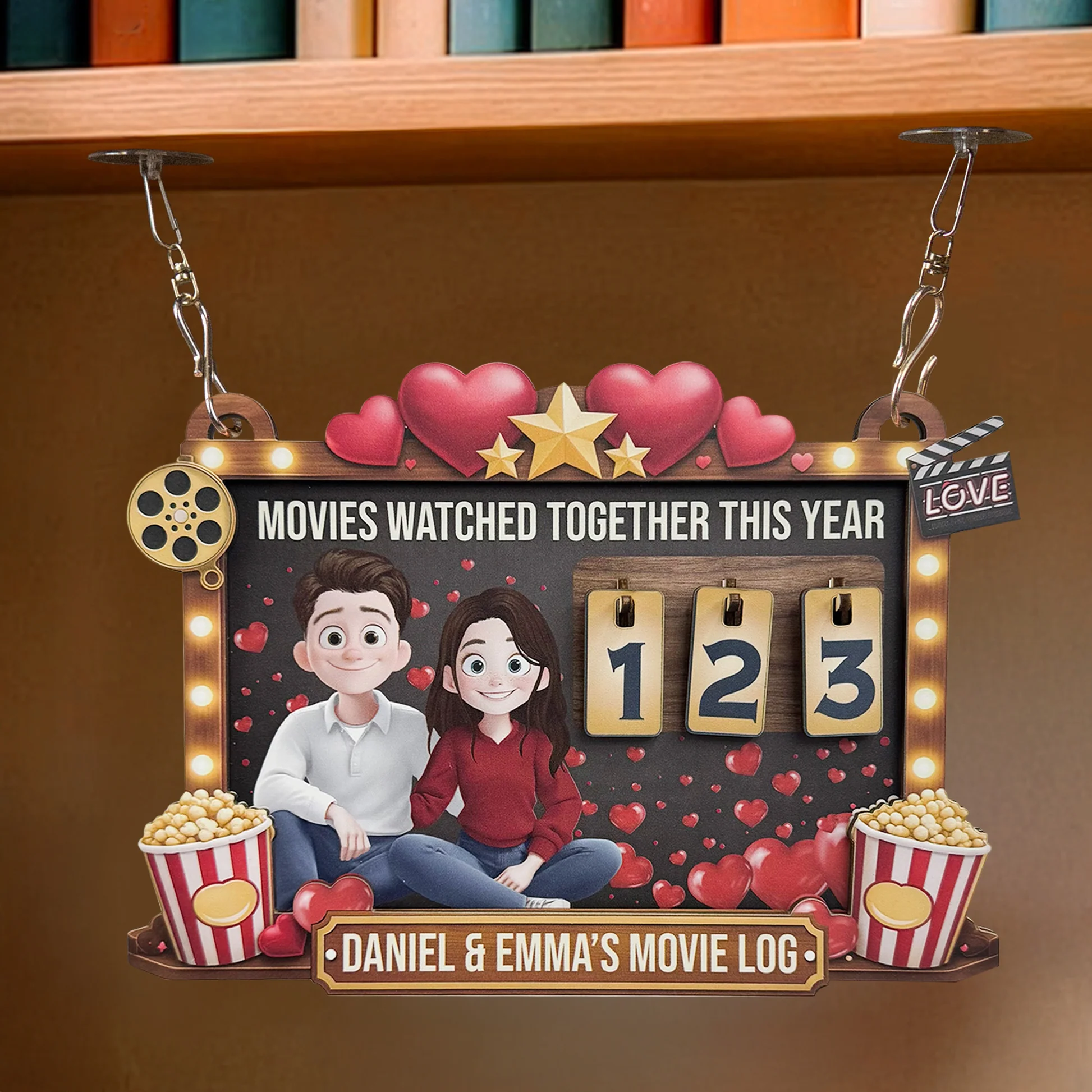 Personalized Couples Movie Log Sign - Romantic Movie Night Decor Sign MagicInPrints