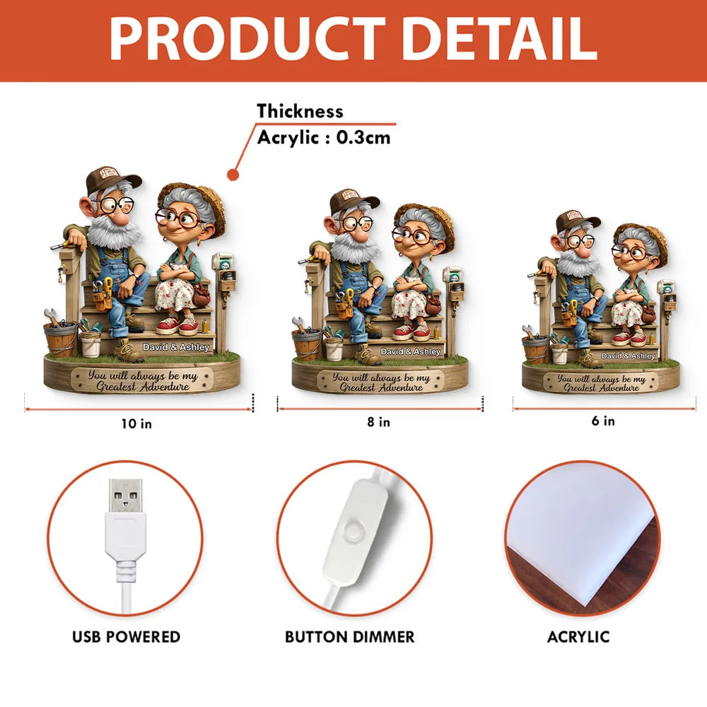 Personalized Grandparent Figurine Gift - Custom Couple LED Light - Sentimental Home Decor Plaque MagicInPrints