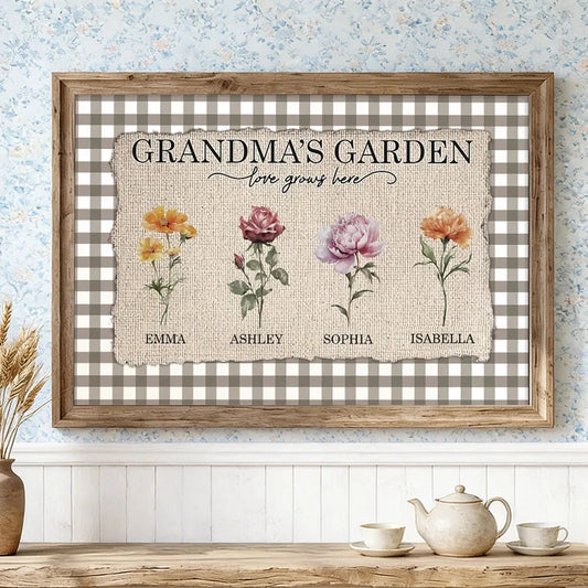 Personalized Grandma's Garden Floral Wall Art - Family Names Decor Poster or Canvas MagicInPrints