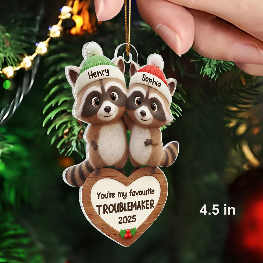 Personalized Raccoon Couple Christmas Ornament for Kids - Cute Holiday Keepsake Ornament MagicInPrints