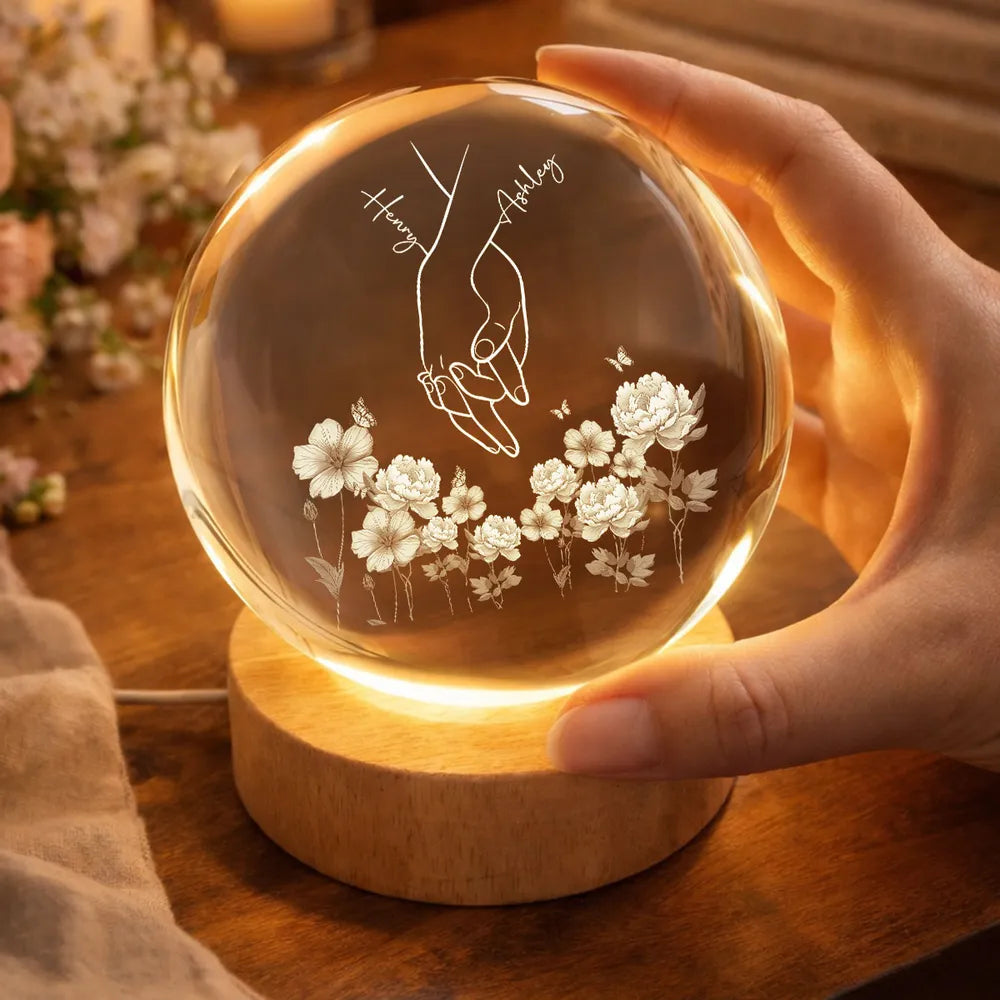 Personalized LED Night Light for Couples with Engraved Hand Design - Romantic Home Decor Lamp MagicInPrints