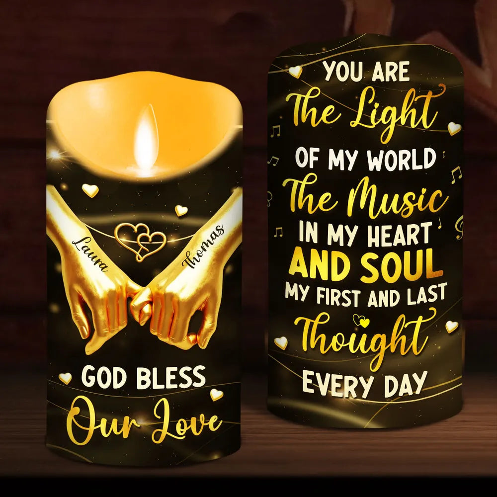 Personalized LED Candle for Couples - Romantic Home Decor Gift Lamp MagicInPrints