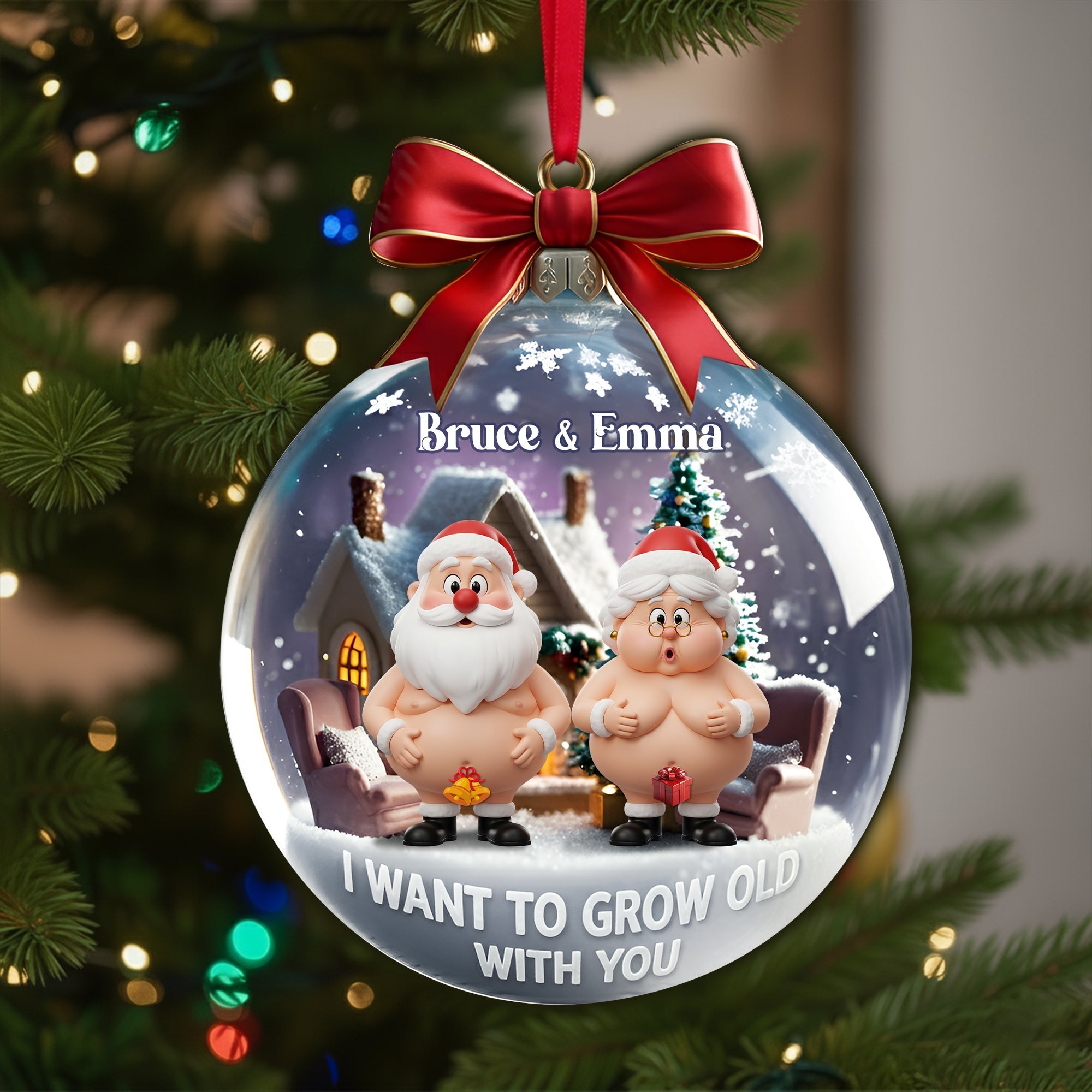 "I Want to Grow Old With You" - Funny Old Couple Personalized Christmas Ornament Ornament MagicInPrints