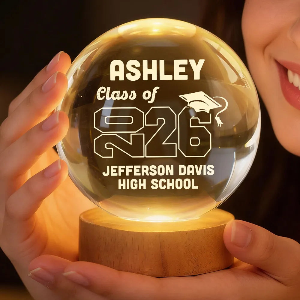 Personalized Graduation Crystal Ball Lamp for Class of 2026 - High School Keepsake Gift Lamp MagicInPrints