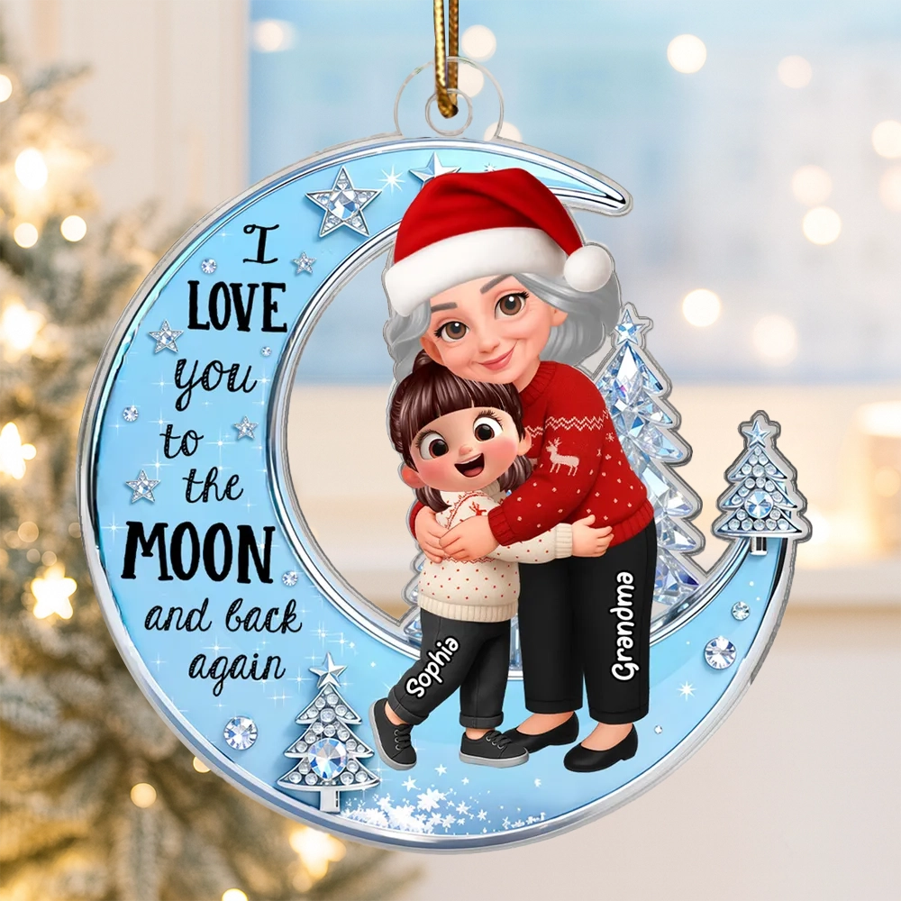 Personalized Christmas Ornament for Grandma and Child - I Love You to the Moon and Back Ornament MagicInPrints