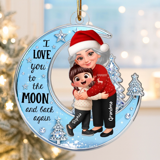 Personalized Christmas Ornament for Grandma and Child - I Love You to the Moon and Back Ornament MagicInPrints