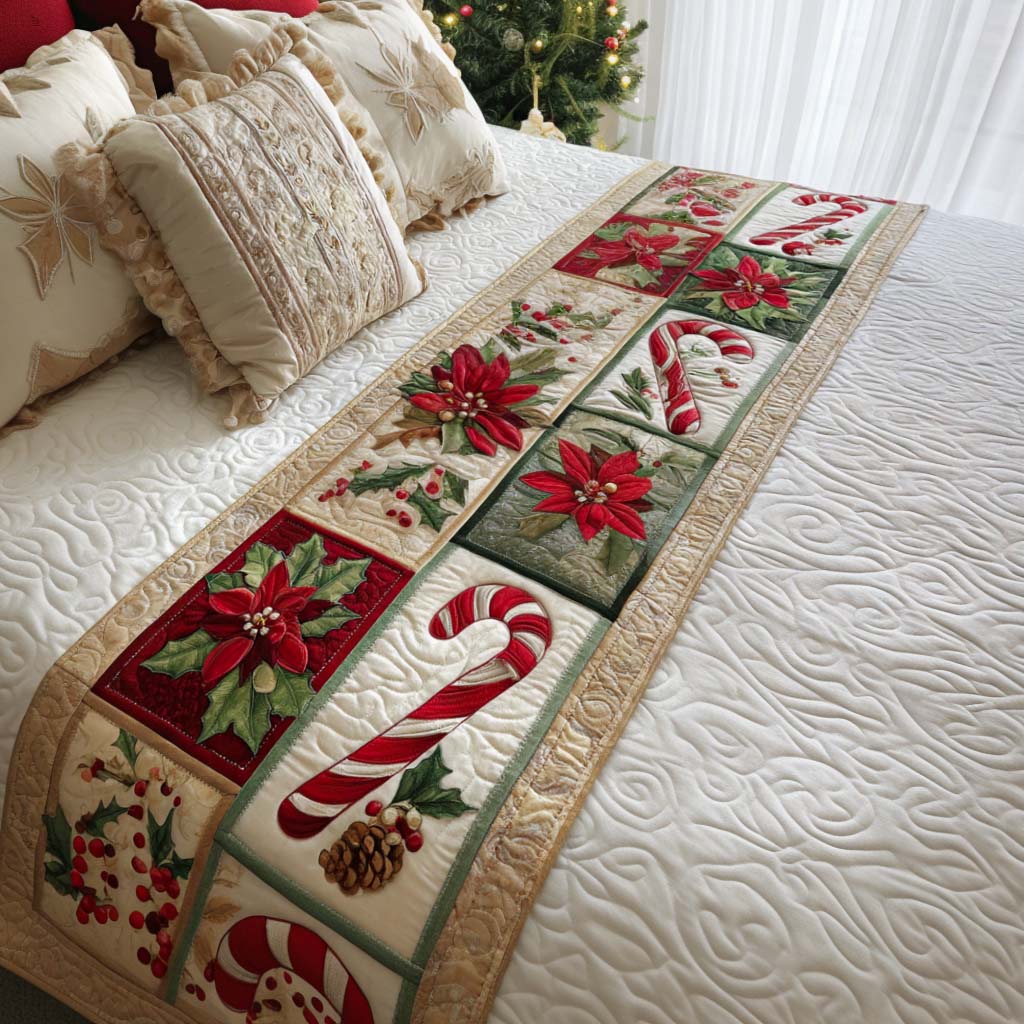 Spread Warmth and Joy – Personalized Quilted Bed Runner – Gift for Christmas Lovers Quilted Bed Runner MagicInPrints