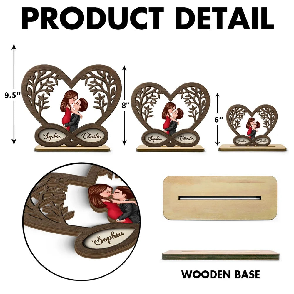 Personalized Wooden Heart Couple Figurine for Couples - Romantic Anniversary Gift Plaque MagicInPrints