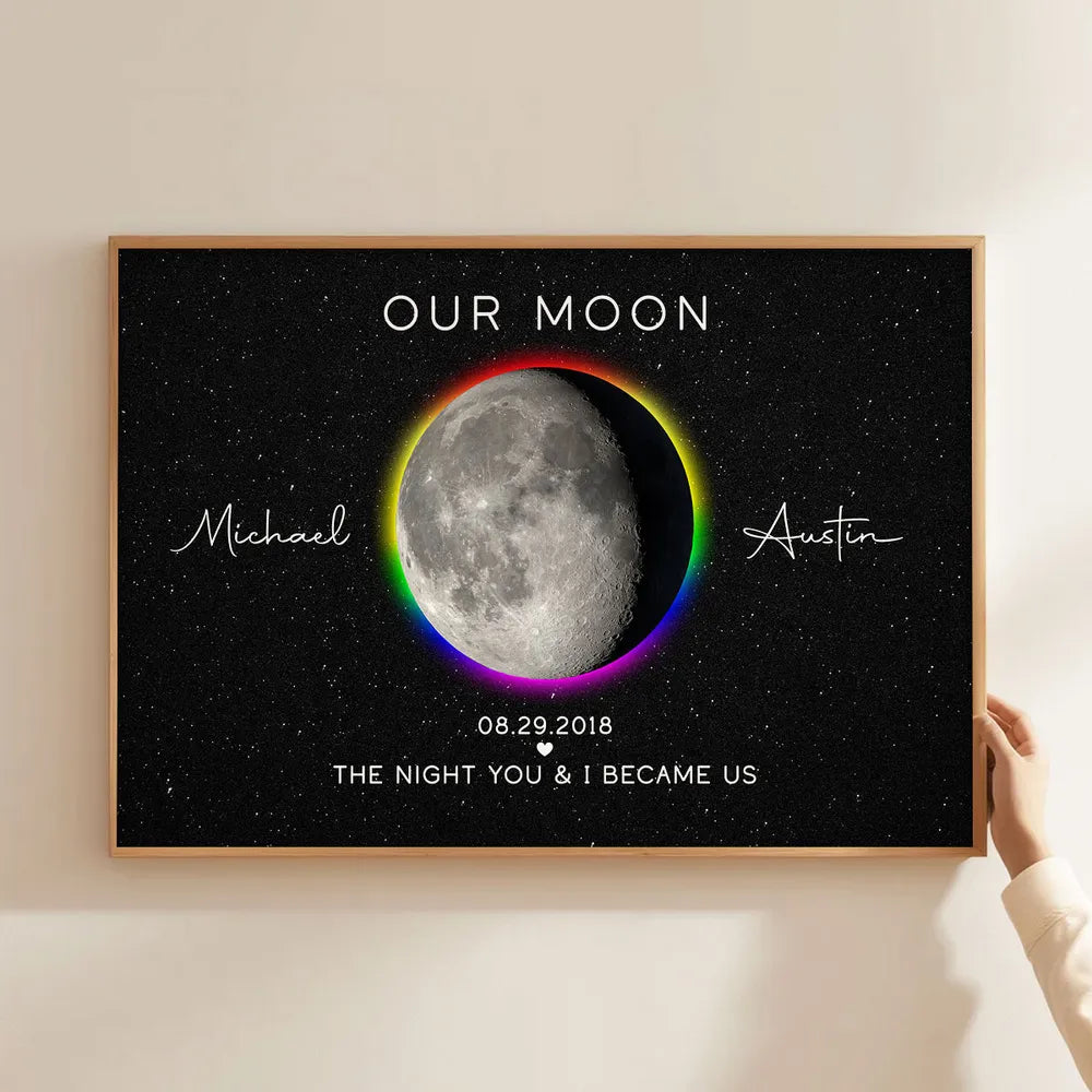 Personalized Moon Phase Canvas Print for Couples - Anniversary Gift Poster or Canvas MagicInPrints