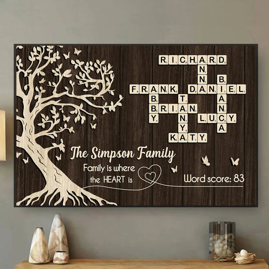 Personalized Family Tree Canvas Art - Custom Name Crossword for Home Decor Poster or Canvas MagicInPrints