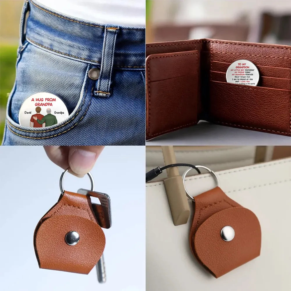 Personalized Keychain for Grandson - Heartfelt Message from Grandpa Keychain MagicInPrints