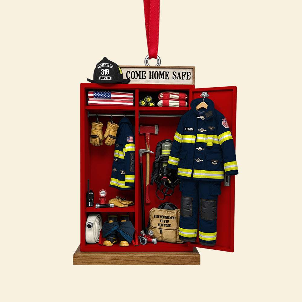 Come Home Safe - Personalized Firefighter Locker Acrylic Ornament Ornament MagicInPrints