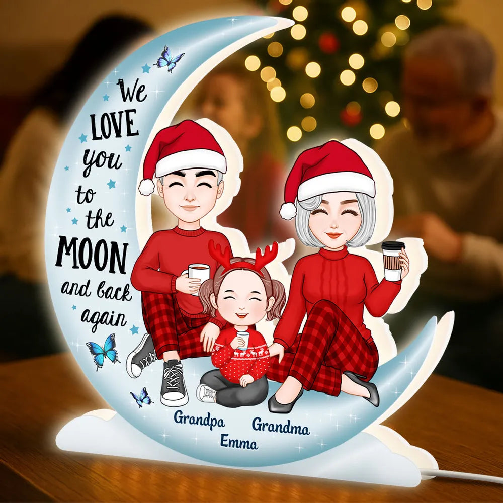 Personalized Christmas Family Moon Lamp for Grandparents - Holiday Gift Plaque MagicInPrints