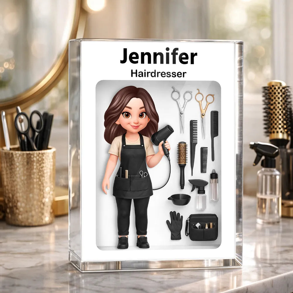 Custom Hairdresser Figurine with Tools for Salon Professionals - Personalized Gift Plaque MagicInPrints