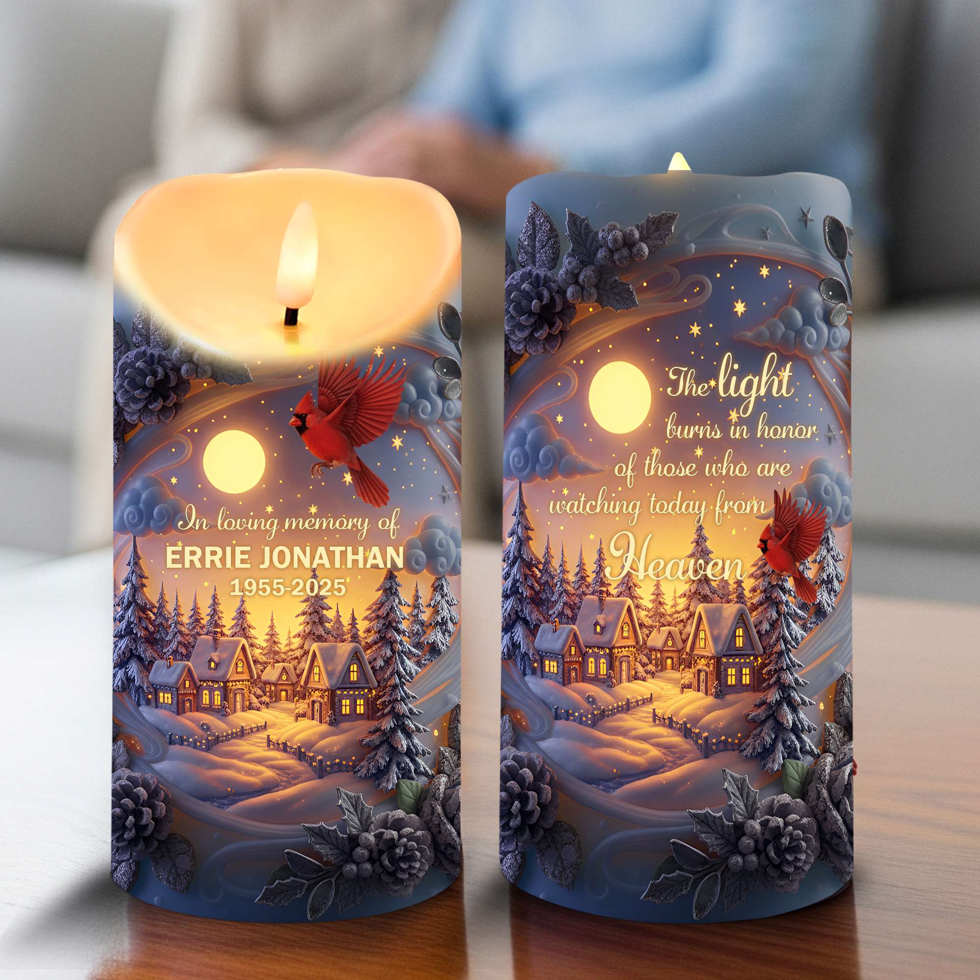 In Loving Memory, The Light Burns Bright - Personalized LED Candle for Memorials Led Candle MagicInPrints