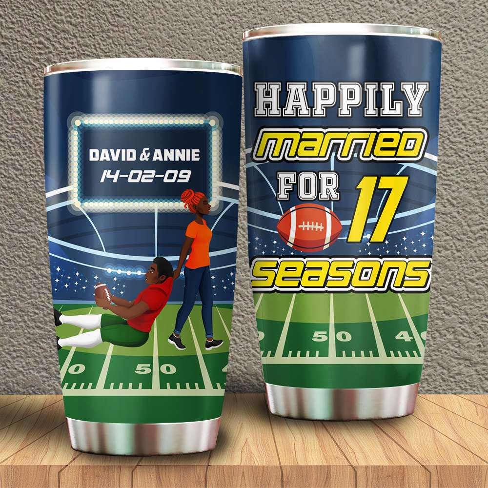Custom American Football Couple Tumbler - Perfect Personalized Valentine's Day Gifts Tumbler Cup PopCulturePrints