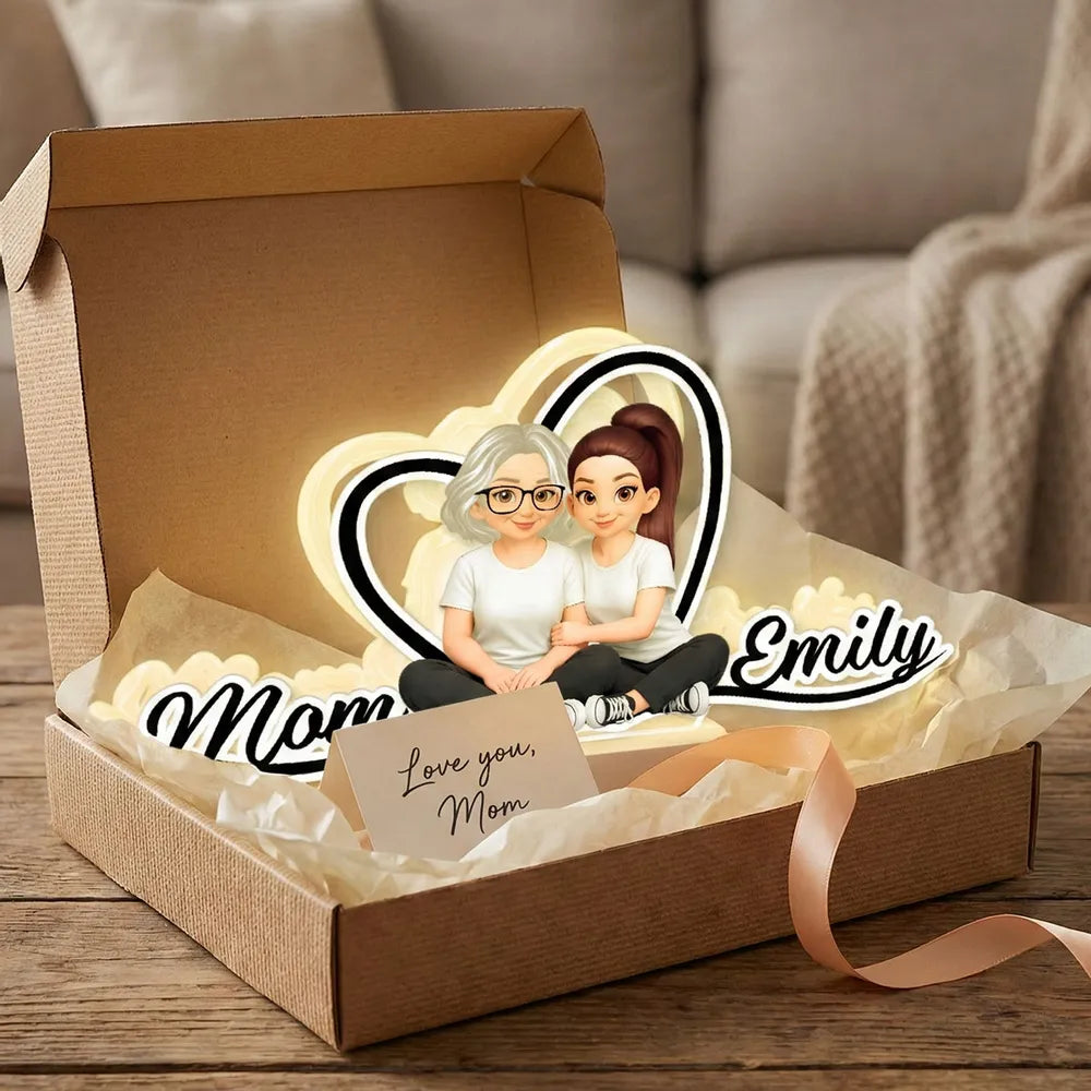 Personalized LED Night Light for Mom and Daughter - Heartwarming Gift Plaque MagicInPrints