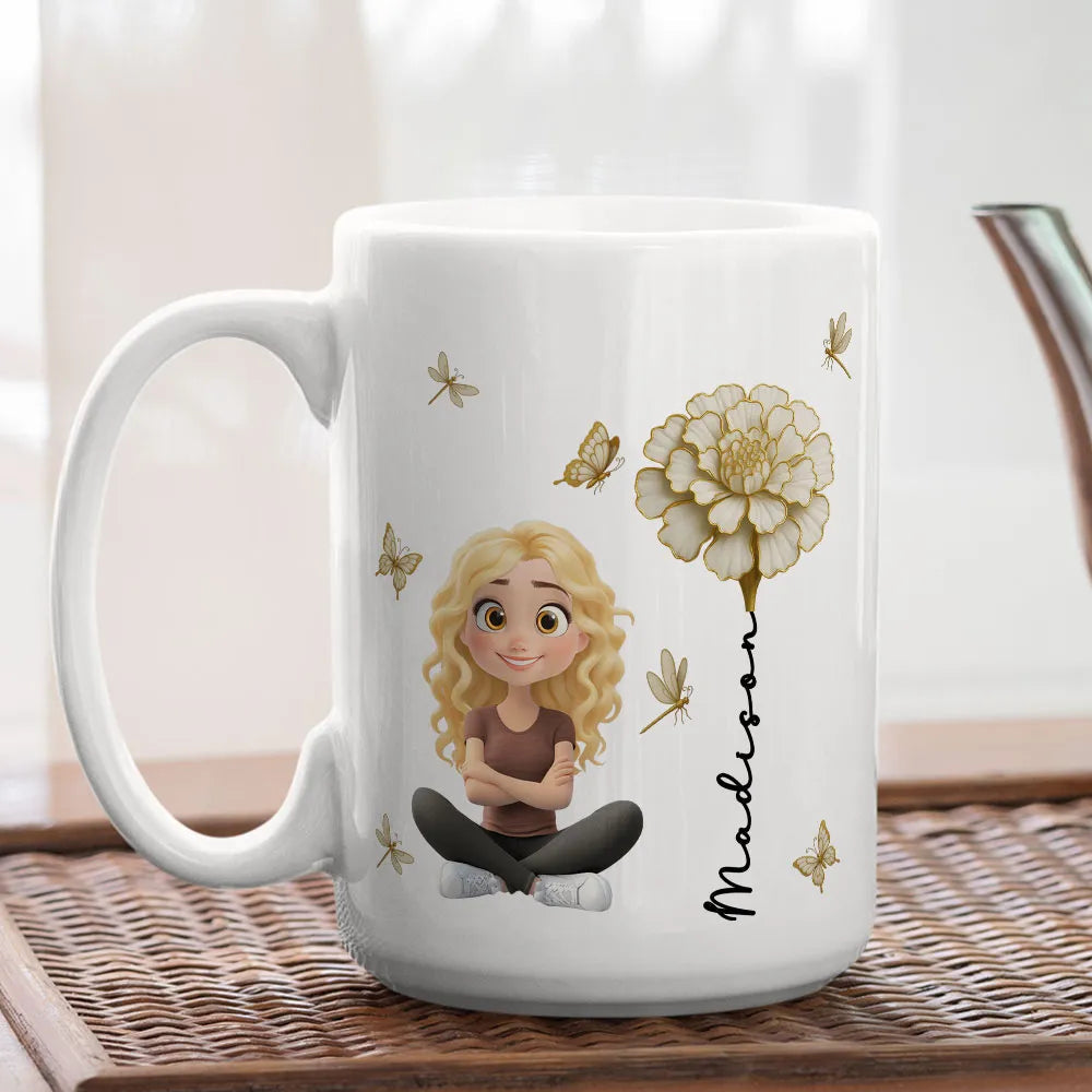 Personalized Kids Mug with Cartoon Character and Floral Design - Gift for Children Cup MagicInPrints