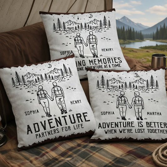 Personalized Adventure Couple Pillow Set for Outdoor Lovers - Perfect for Camping Trips Pillow MagicInPrints