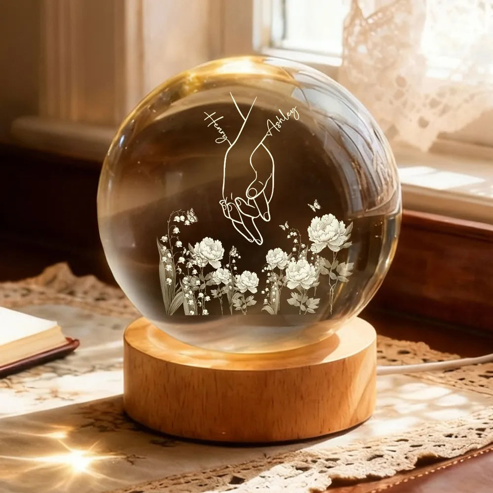 Personalized LED Night Light for Couples with Engraved Hand Design - Romantic Home Decor Lamp MagicInPrints
